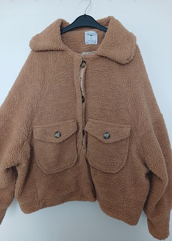 Kahverengi Peluş Kadın Kısa Ceket - Görsel 2