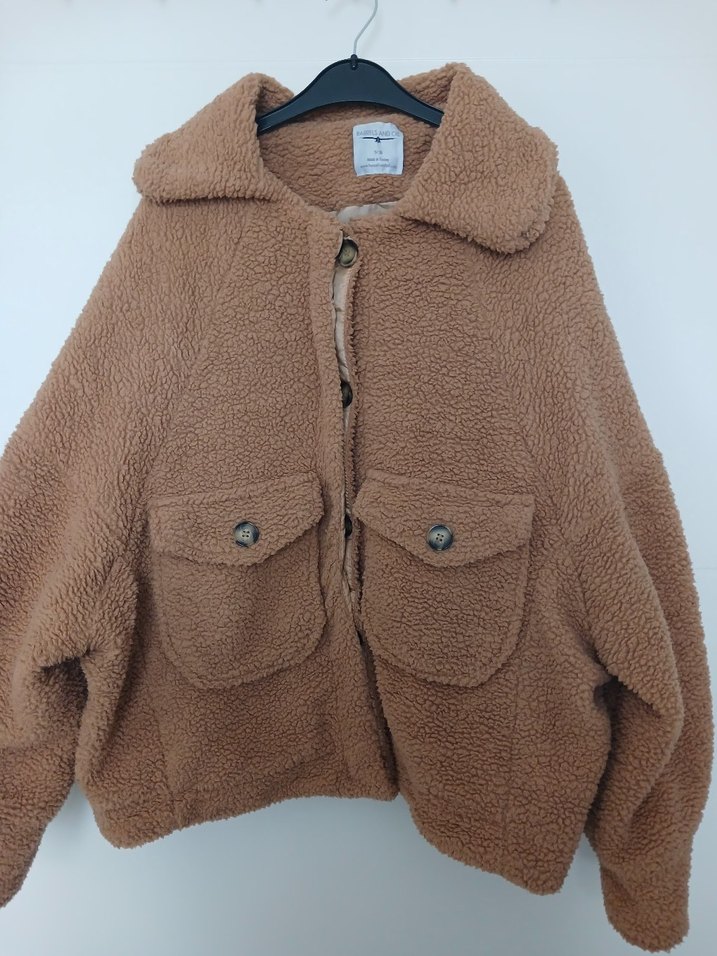 Kahverengi Peluş Kadın Kısa Ceket - Görsel 2