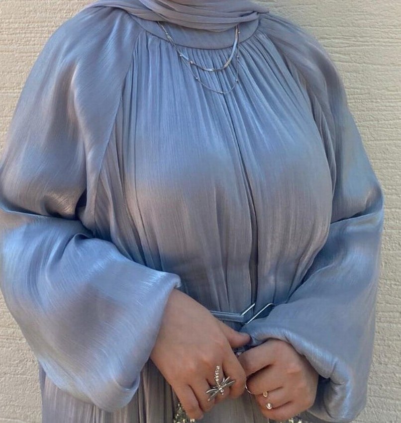 Gri Bohem Uzun Keten Elbise - Görsel 3