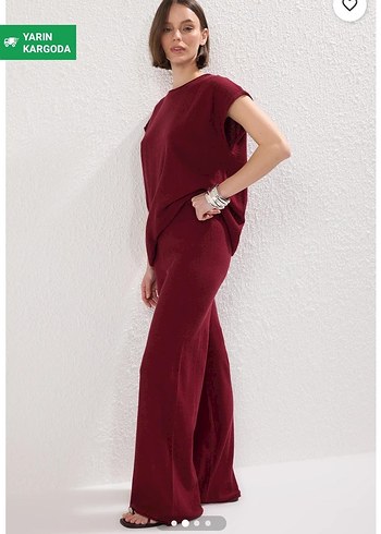 Bordo Rahat Kesim triko Takım - Görsel 3