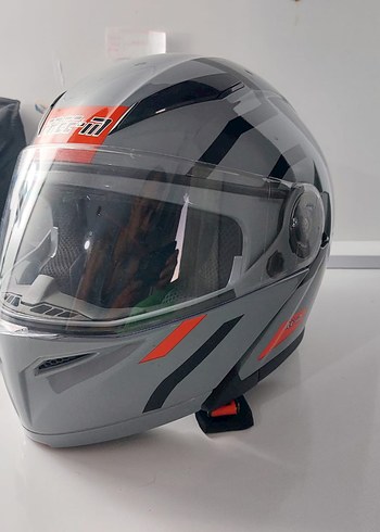 Gri Camlı Biker Motosiklet Kaskı - Görsel 2