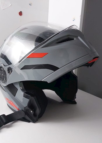 Gri Camlı Biker Motosiklet Kaskı - Görsel 3