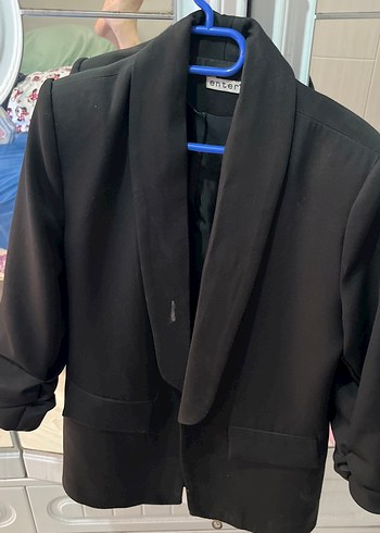 Siyah Kadın Düğmeli Midi Blazer Ceket