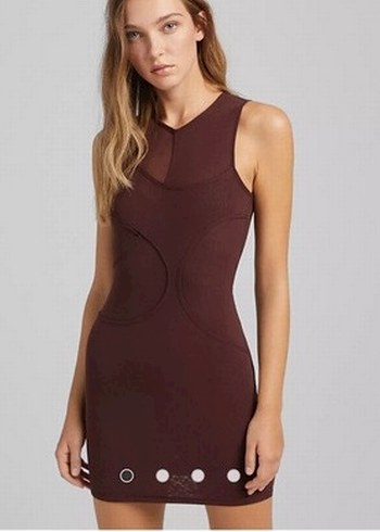 Bershka bershka kahverengi tül mini elbise