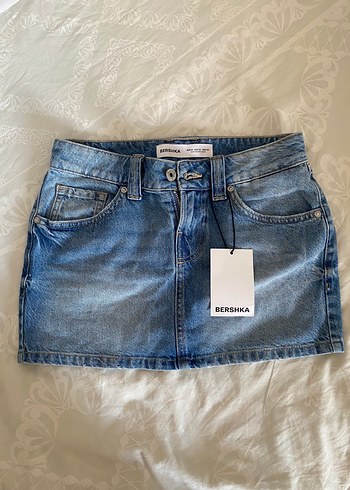 Bershka Kadın Mavi Denim Mini Etek