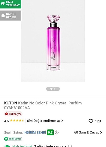 Koton Kadın No Color Pink Crystal Parfüm 