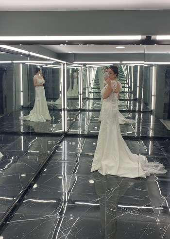 Straplez A Kesim Uzun Beyaz Gelinlik - Görsel 3