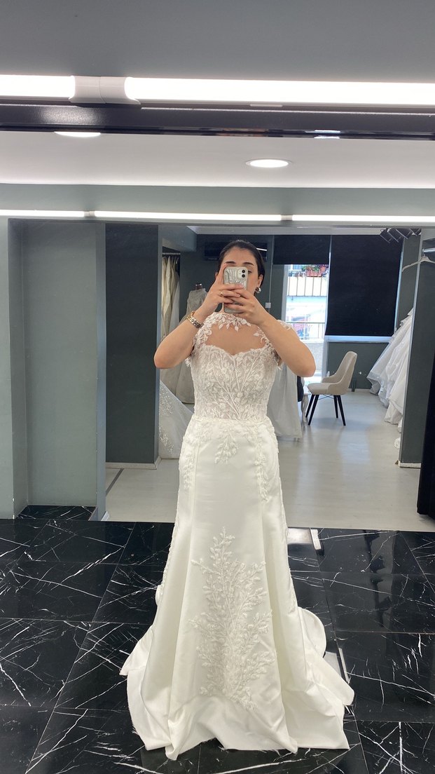 Straplez A Kesim Uzun Beyaz Gelinlik - Görsel 2