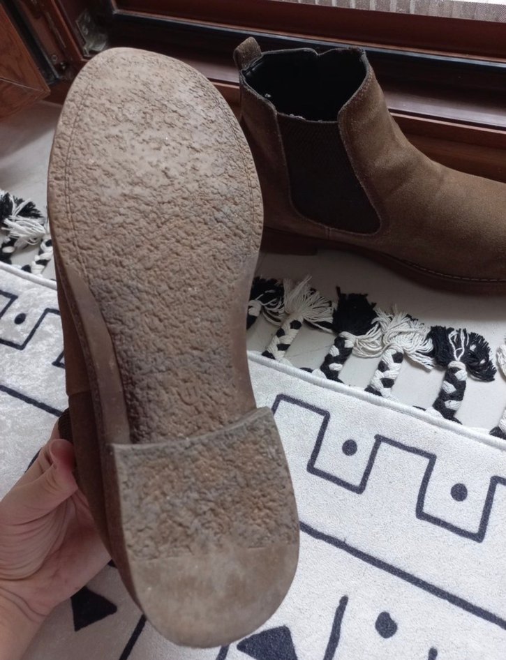 Kahverengi Süet Kadın Botu Blok Topuklu - Görsel 2