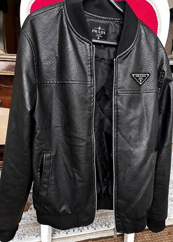 Prada Siyah Deri Bomber Ceket