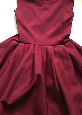 Diğer Bordo Pilili Midi Abiye Elbise