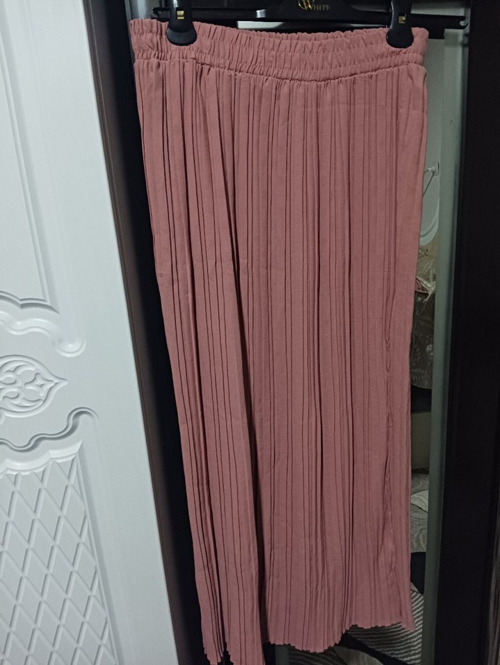 Pembe Uzun Kollu Fırfırlı Salaş Bluz etek takım - Görsel 2