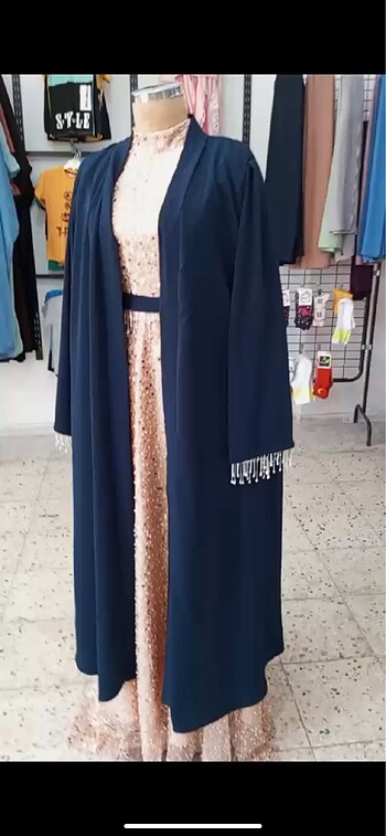 İtalyan krep kumaş lacivert dış abaya
