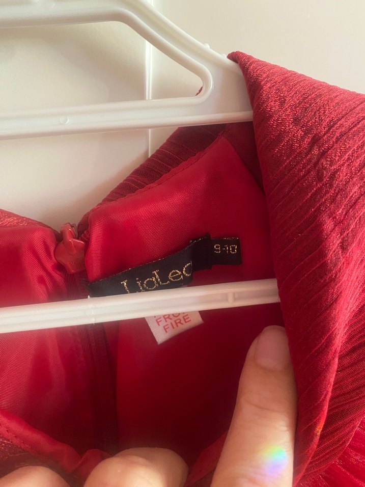 Kırmızı Uzun Kollu Kız Elbisesi - Görsel 5