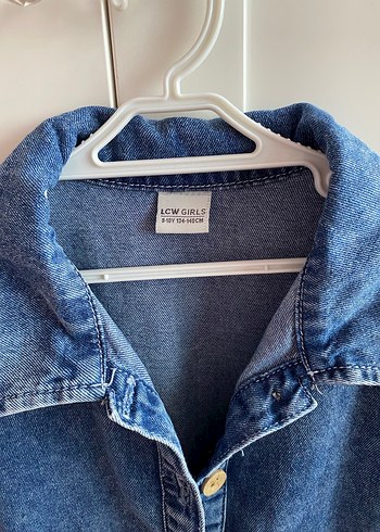 Düğmeli Kısa Kollu Denim kot Elbise - Görsel 3