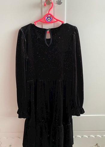 Kız Çocuk Siyah simli kadife elbise - Görsel 5