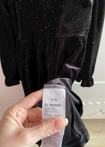 Kız Çocuk Siyah simli kadife elbise - Görsel 4