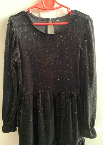 Kız Çocuk Siyah simli kadife elbise - Görsel 2