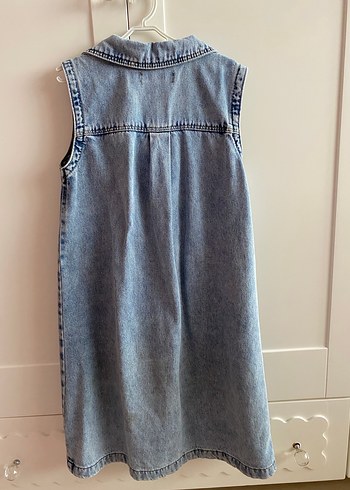 Düğmeli Kolsuz Kot Elbise - Görsel 2