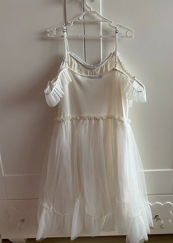 Askılı beyaz elbise - Görsel 5