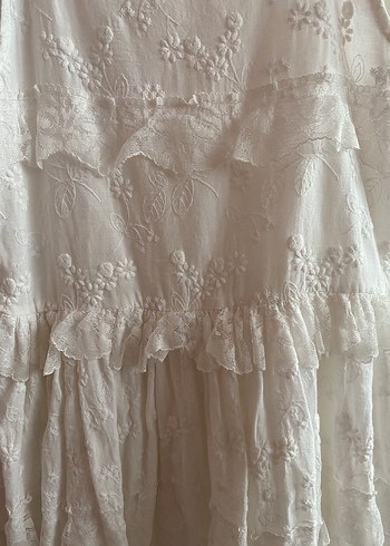 Kız Çocuk Beyaz Dantel Detaylı Bohem Elbise - Görsel 2