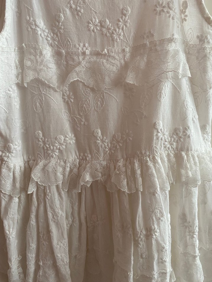 Kız Çocuk Beyaz Dantel Detaylı Bohem Elbise - Görsel 2