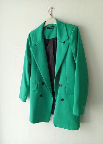 Düğmeli Yeşil Kadın Blazer Ceket