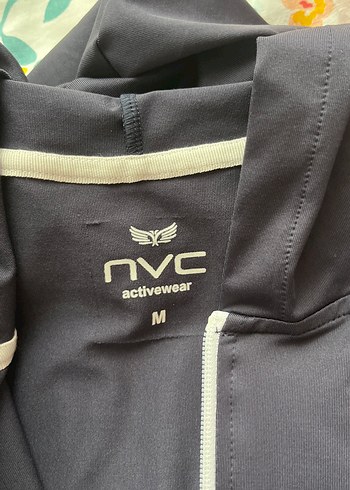 Beyaz lacivert Bağlama Desenli Fermuarlı Kadın spor Ceket - Görsel 4