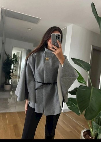 Diğer KEMERLI KAŞE PELERİN/ PANÇO ANTRASİT