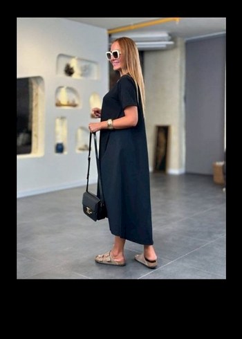 Zara BİSİKLET YAKA ASİMETRİK KESİM ÖN VİSKON ARKASI TRİKOTON ELBİSE