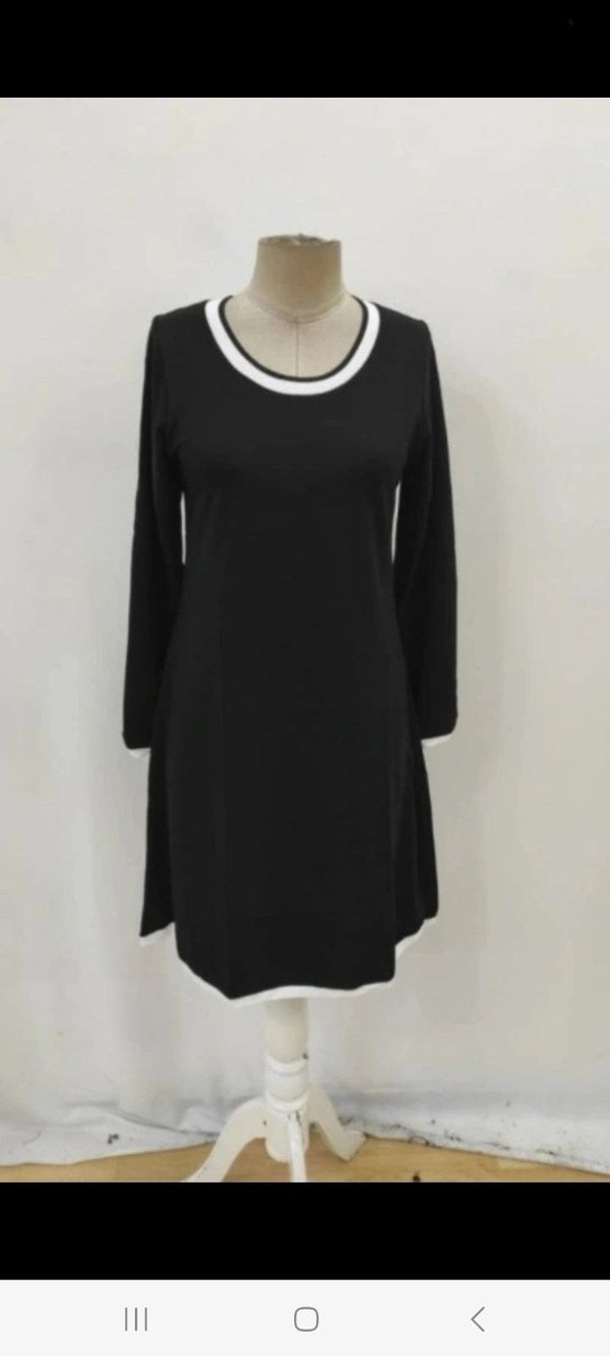 UZUN KOLLU YUVARLAK YAKA MİDİ İKİ İPLİK VİSKON ELBİSE - Görsel 5