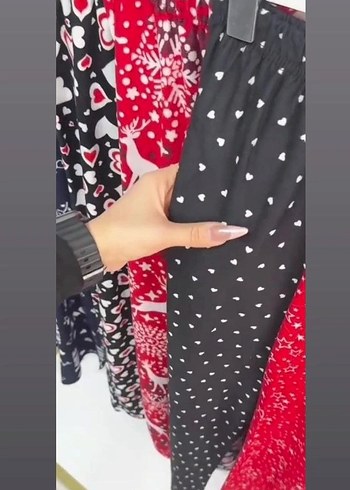 pijama alt kırmızı üzeri beyaz geyikli - Görsel 5