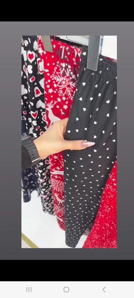 pijama alt kırmızı üzeri beyaz geyikli - Görsel 5