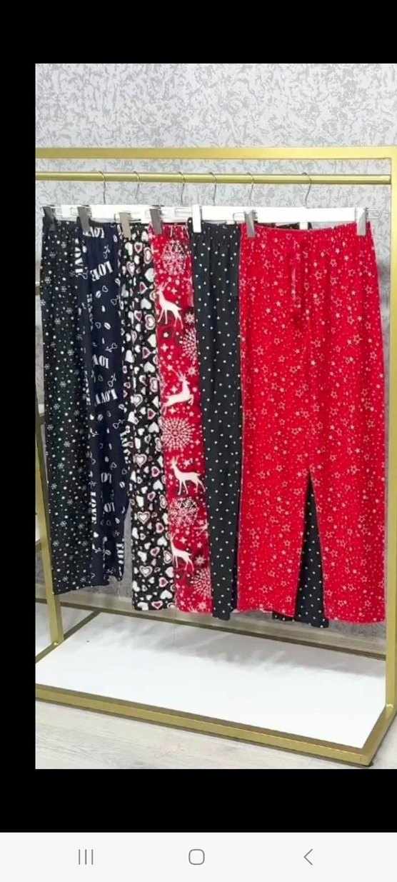 Süet pijama alt Siyah üzeri beyaz kalpli - Görsel 4