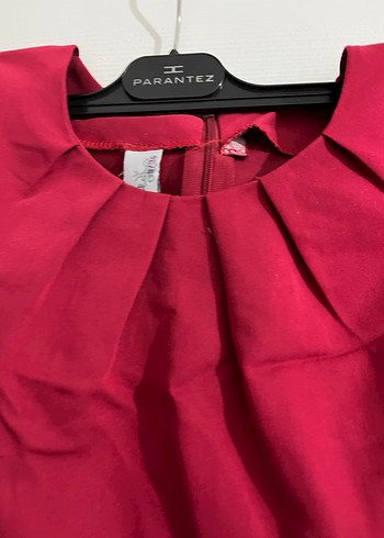 Bordo Drapeli mini Elbise - Görsel 2