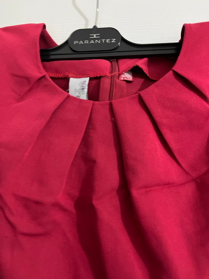 Bordo Drapeli mini Elbise - Görsel 2