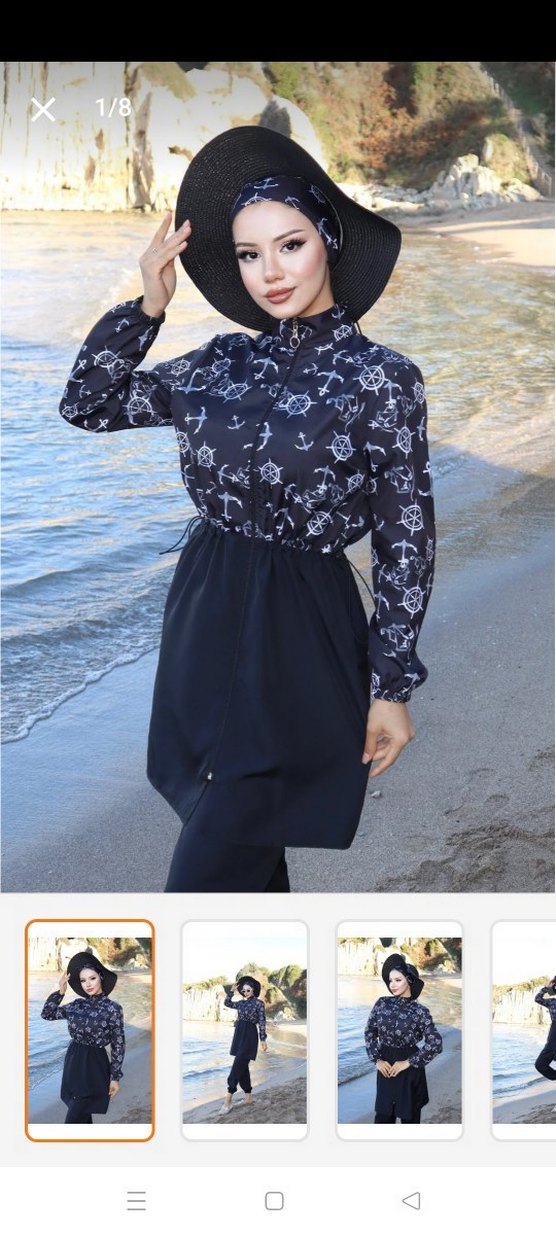 Kadın siyah  beyaz Uzun Kollu Bağcıklı Mayo - Görsel 3