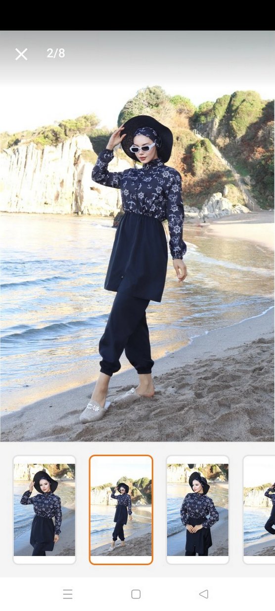 Kadın siyah  beyaz Uzun Kollu Bağcıklı Mayo - Görsel 2