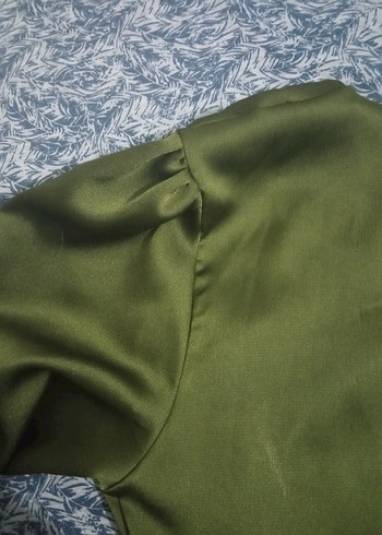 Uzun Kol Drapeli Haki Abiye Elbise - Görsel 9