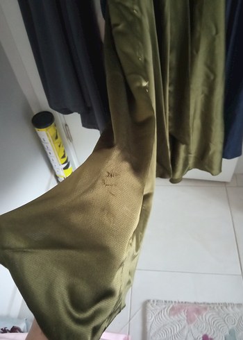 Uzun Kol Drapeli Haki Abiye Elbise - Görsel 5