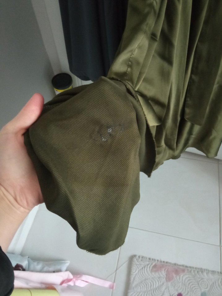 Uzun Kol Drapeli Haki Abiye Elbise - Görsel 4