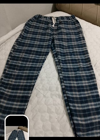 LC Waikiki Kadın Mavi Ekose Rahat Pijama Altı