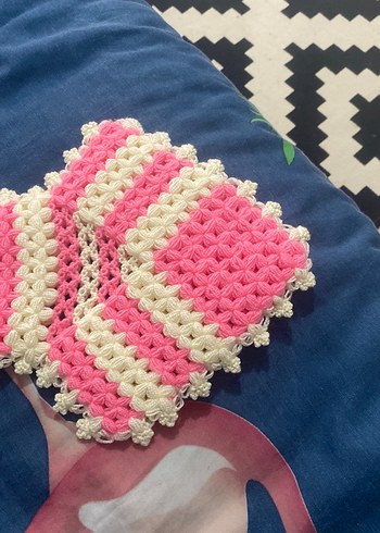 Pembe Beyaz Örgü Banyo Lifi - Görsel 2