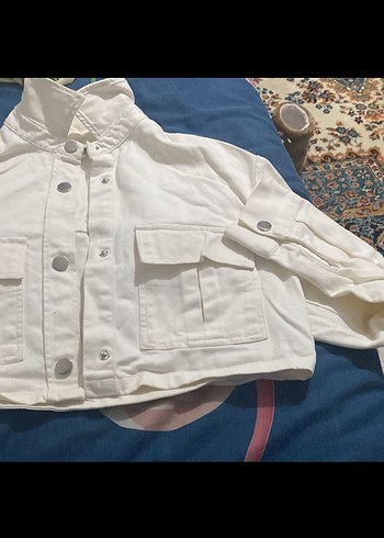 Kadın Beyaz Mini Kot Ceket - Görsel 3