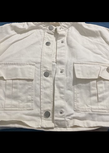 Kadın Beyaz Mini Kot Ceket - Görsel 4