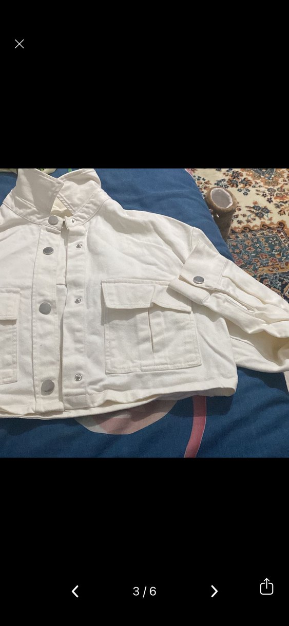 Kadın Beyaz Mini Kot Ceket - Görsel 3