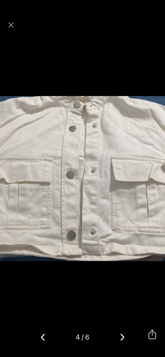 Kadın Beyaz Mini Kot Ceket - Görsel 4