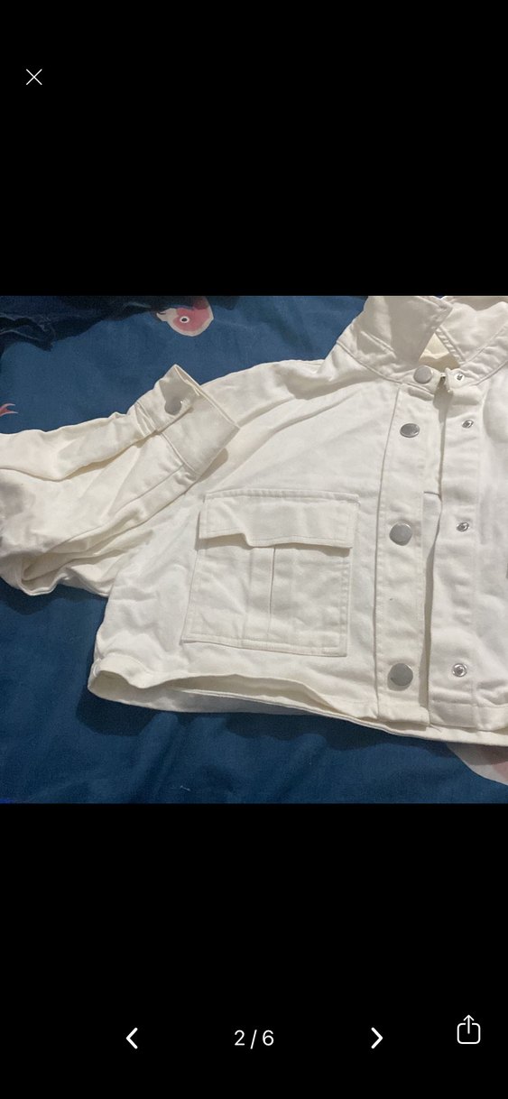 Kadın Beyaz Mini Kot Ceket - Görsel 2