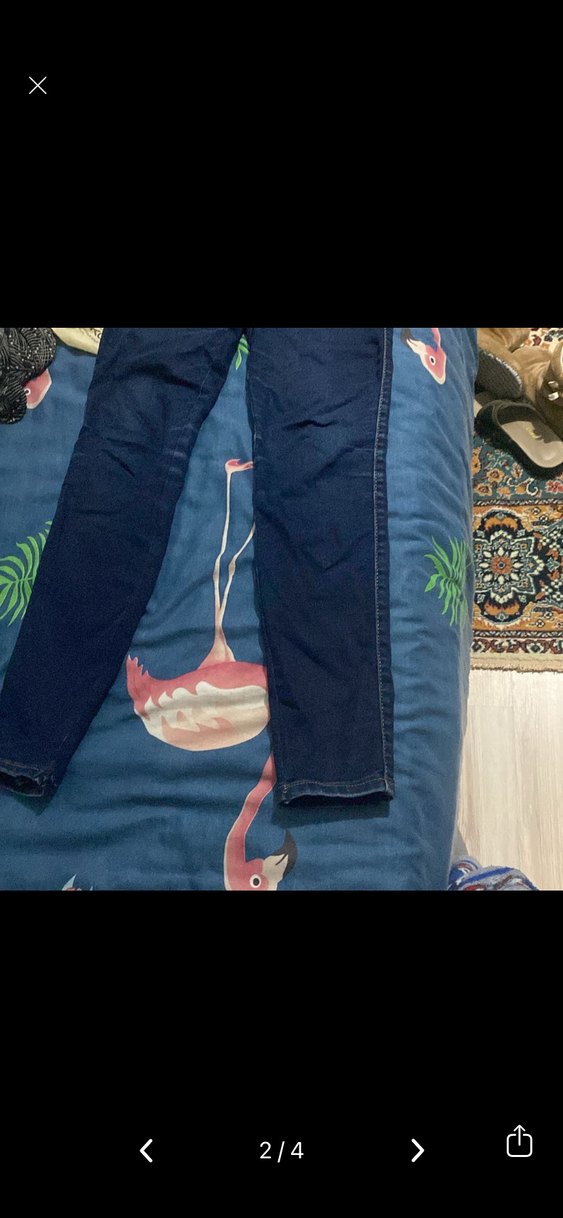 Düğmeli Koyu Mavi Kadın Denim Pantolon - Görsel 2