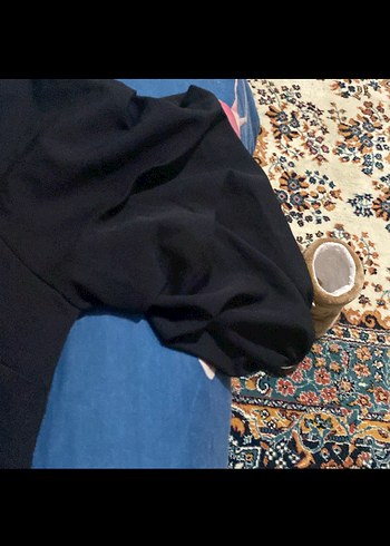 Siyah Drapeli Kısa Kollu Elbise - Görsel 3